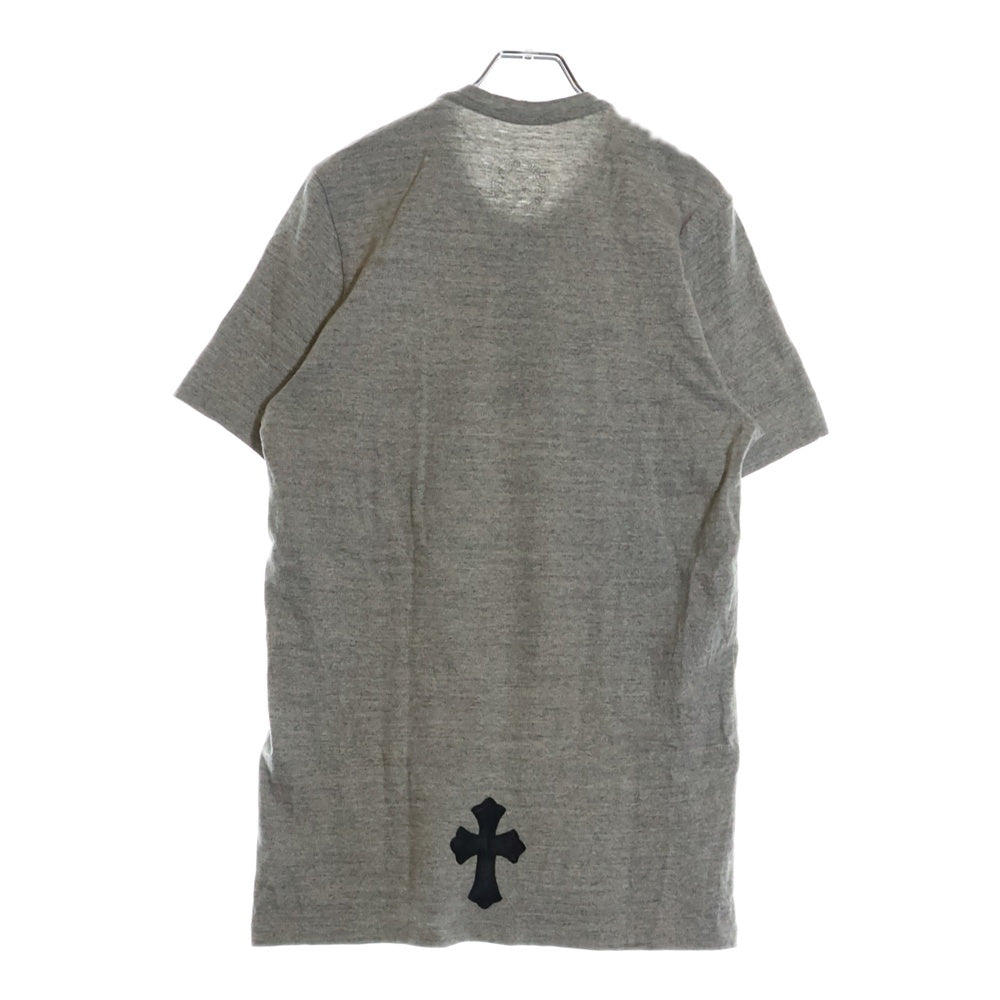 CHROME HEARTS(クロムハーツ) BSフレアボタン ヘンリーネック レザークロスパッチ付き 半袖Tシャツ カットソー グレー