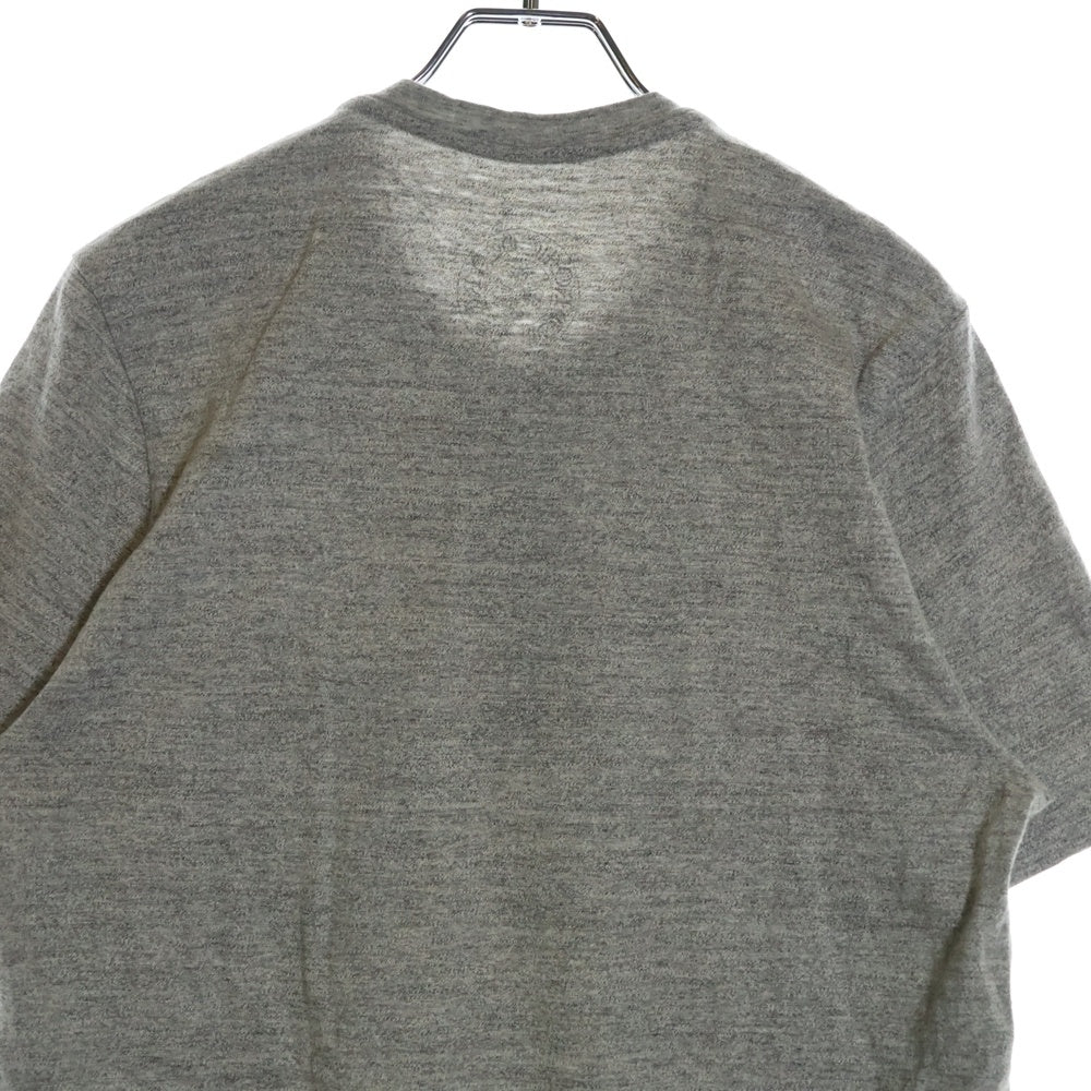 CHROME HEARTS(クロムハーツ) BSフレアボタン ヘンリーネック レザークロスパッチ付き 半袖Tシャツ カットソー グレー