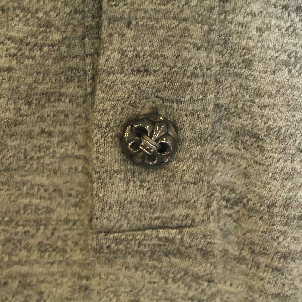 CHROME HEARTS(クロムハーツ) BSフレアボタン ヘンリーネック レザークロスパッチ付き 半袖Tシャツ カットソー グレー