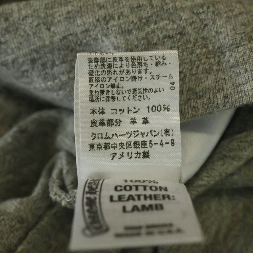 CHROME HEARTS(クロムハーツ) BSフレアボタン ヘンリーネック レザークロスパッチ付き 半袖Tシャツ カットソー グレー