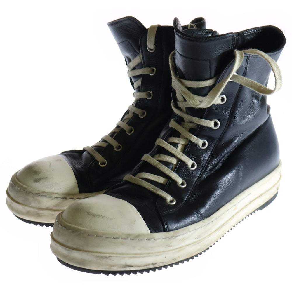 Rick Owens(リックオウエンス) RAMONES HIGH ラモーンズレザーハイカットスニーカー ブラック