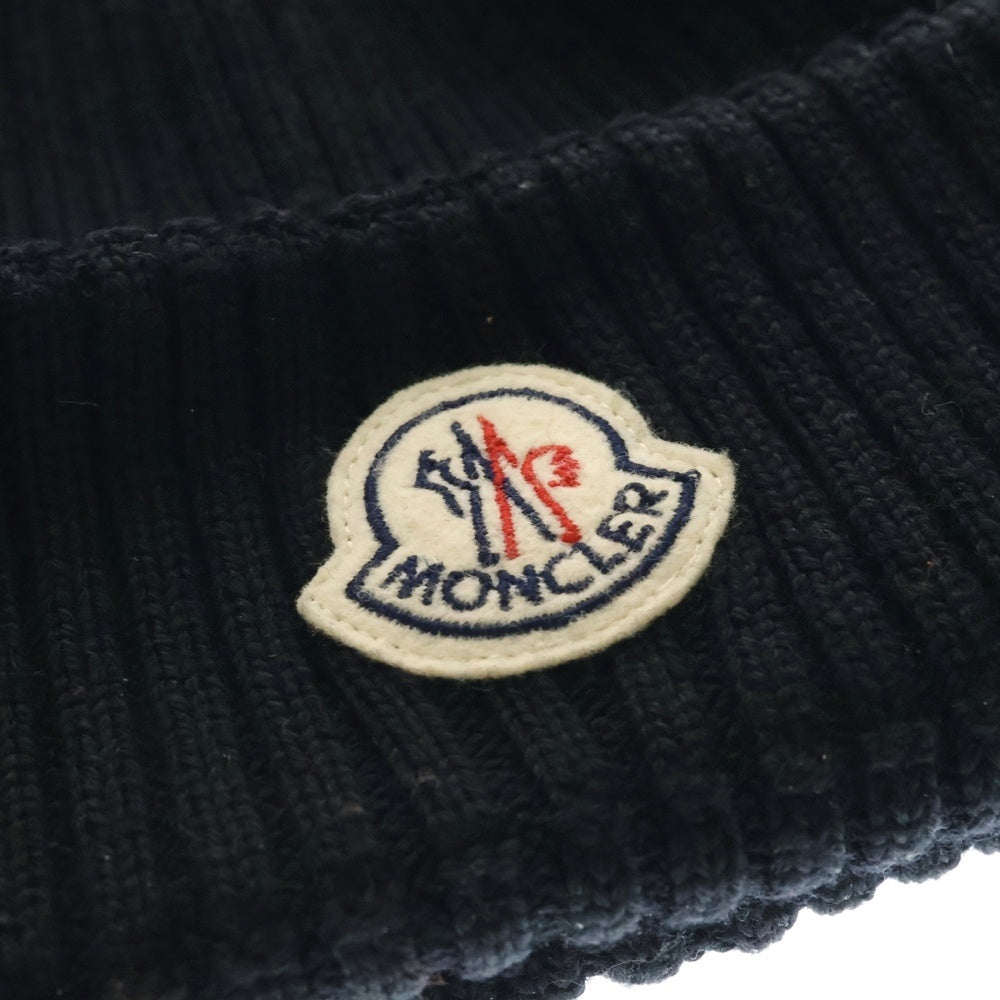 MONCLER(モンクレール) ワッペンロゴ ウールニットキャップ ニット帽 D20910029900 ブラック