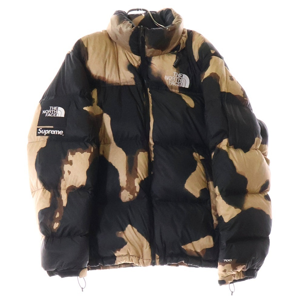 SUPREME(シュプリーム) 21AW ×THE NORTH FACE Bleached Denim Print Nuptse Jacket ND52100I ノースフェイス ブリーチデニムプリントヌプシダウンジャケット ブラック/ブラウン