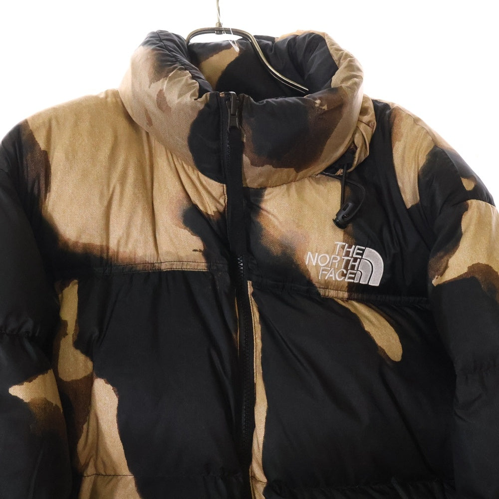 SUPREME(シュプリーム) 21AW ×THE NORTH FACE Bleached Denim Print Nuptse Jacket ND52100I ノースフェイス ブリーチデニムプリントヌプシダウンジャケット ブラック/ブラウン