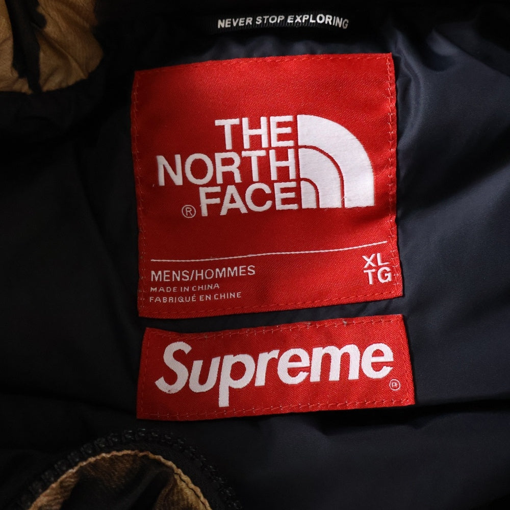SUPREME(シュプリーム) 21AW ×THE NORTH FACE Bleached Denim Print Nuptse Jacket ND52100I ノースフェイス ブリーチデニムプリントヌプシダウンジャケット ブラック/ブラウン