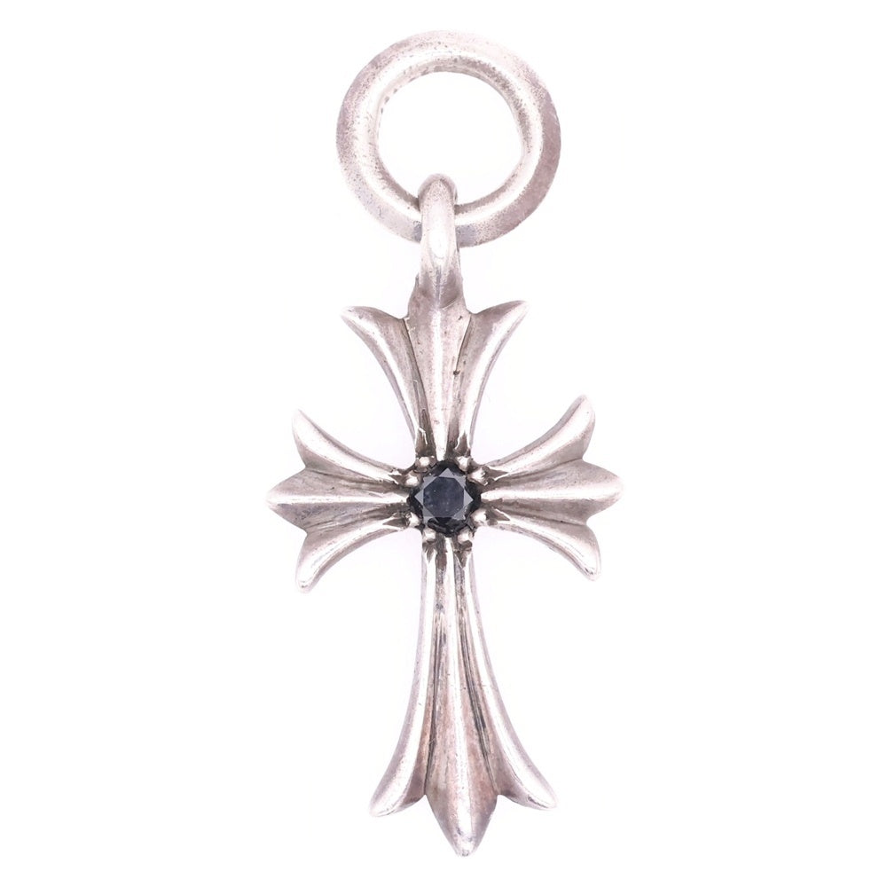 CHROME HEARTS(クロムハーツ) TINY CH CROSS タイニーCHクロス アフター1ブラックダイヤ チャーム ネックレストップ シルバー