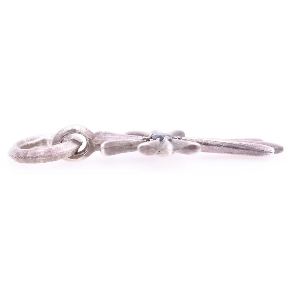 CHROME HEARTS(クロムハーツ) TINY CH CROSS タイニーCHクロス アフター1ブラックダイヤ チャーム ネックレストップ シルバー