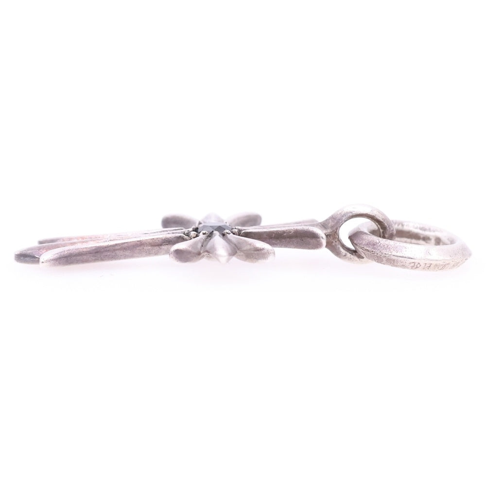CHROME HEARTS(クロムハーツ) TINY CH CROSS タイニーCHクロス アフター1ブラックダイヤ チャーム ネックレストップ シルバー