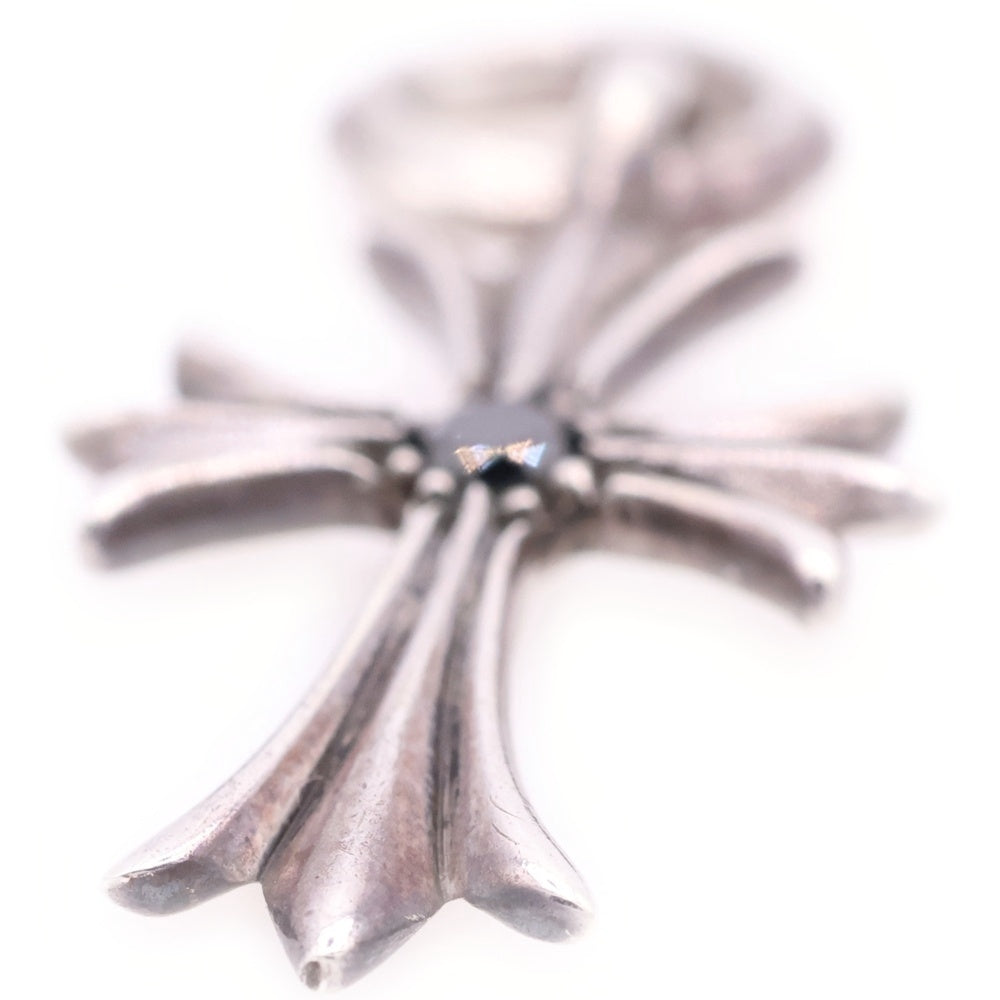 CHROME HEARTS(クロムハーツ) TINY CH CROSS タイニーCHクロス アフター1ブラックダイヤ チャーム ネックレストップ シルバー
