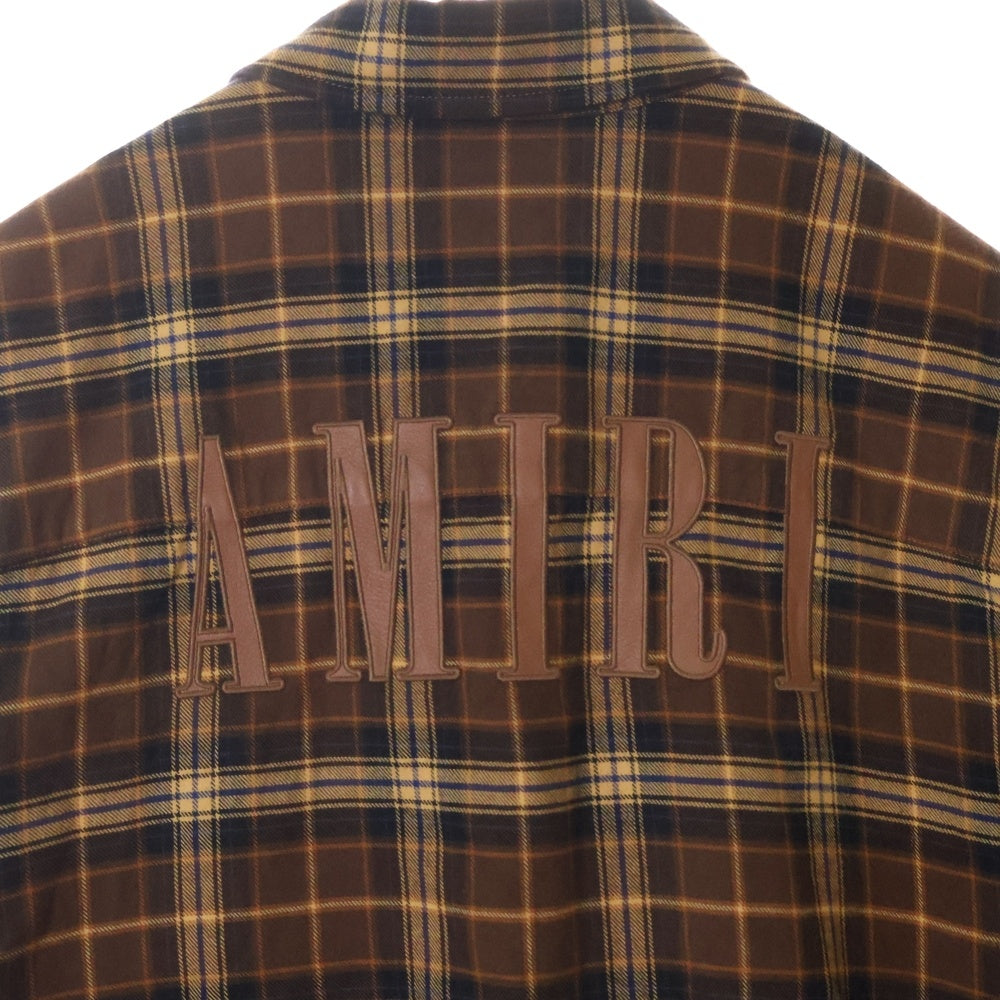AMIRI(アミリ) カットオフデザイン チェック長袖シャツ ブラウン