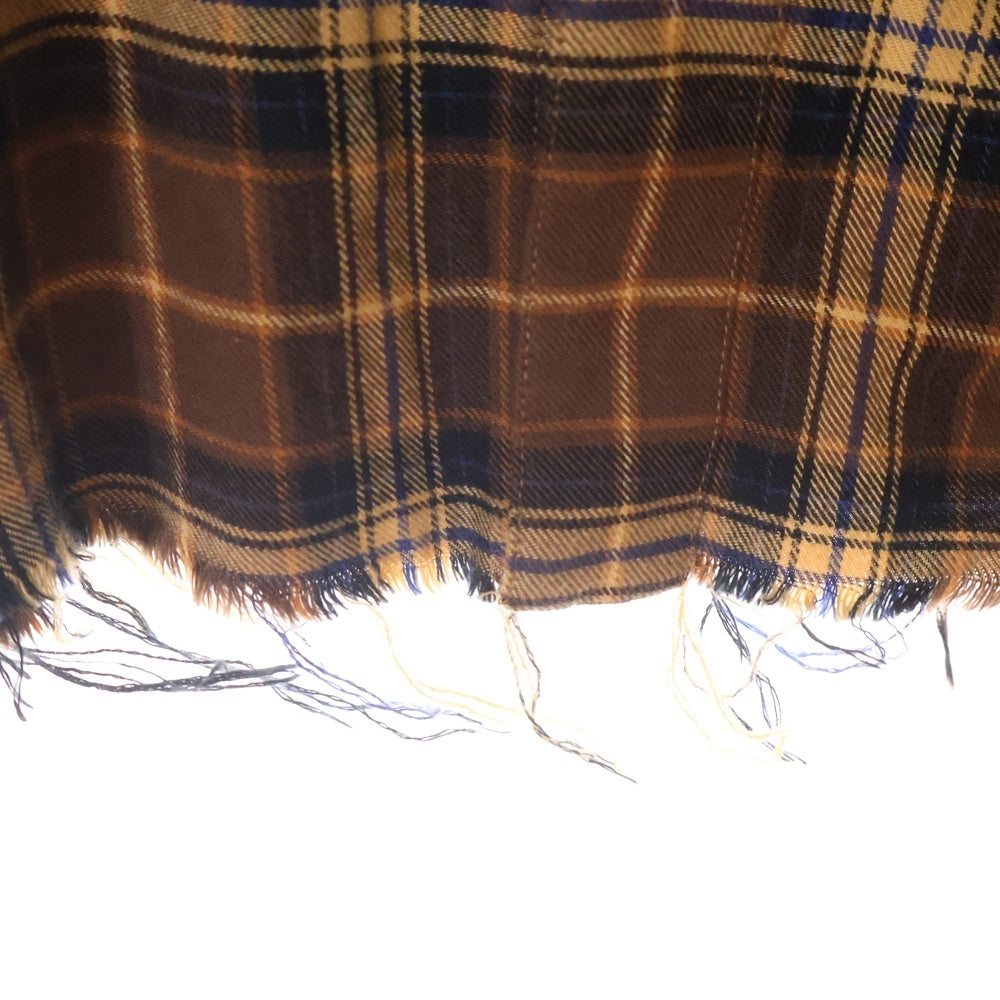 AMIRI(アミリ) カットオフデザイン チェック長袖シャツ ブラウン