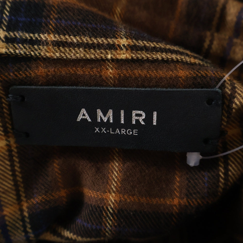 AMIRI(アミリ) カットオフデザイン チェック長袖シャツ ブラウン