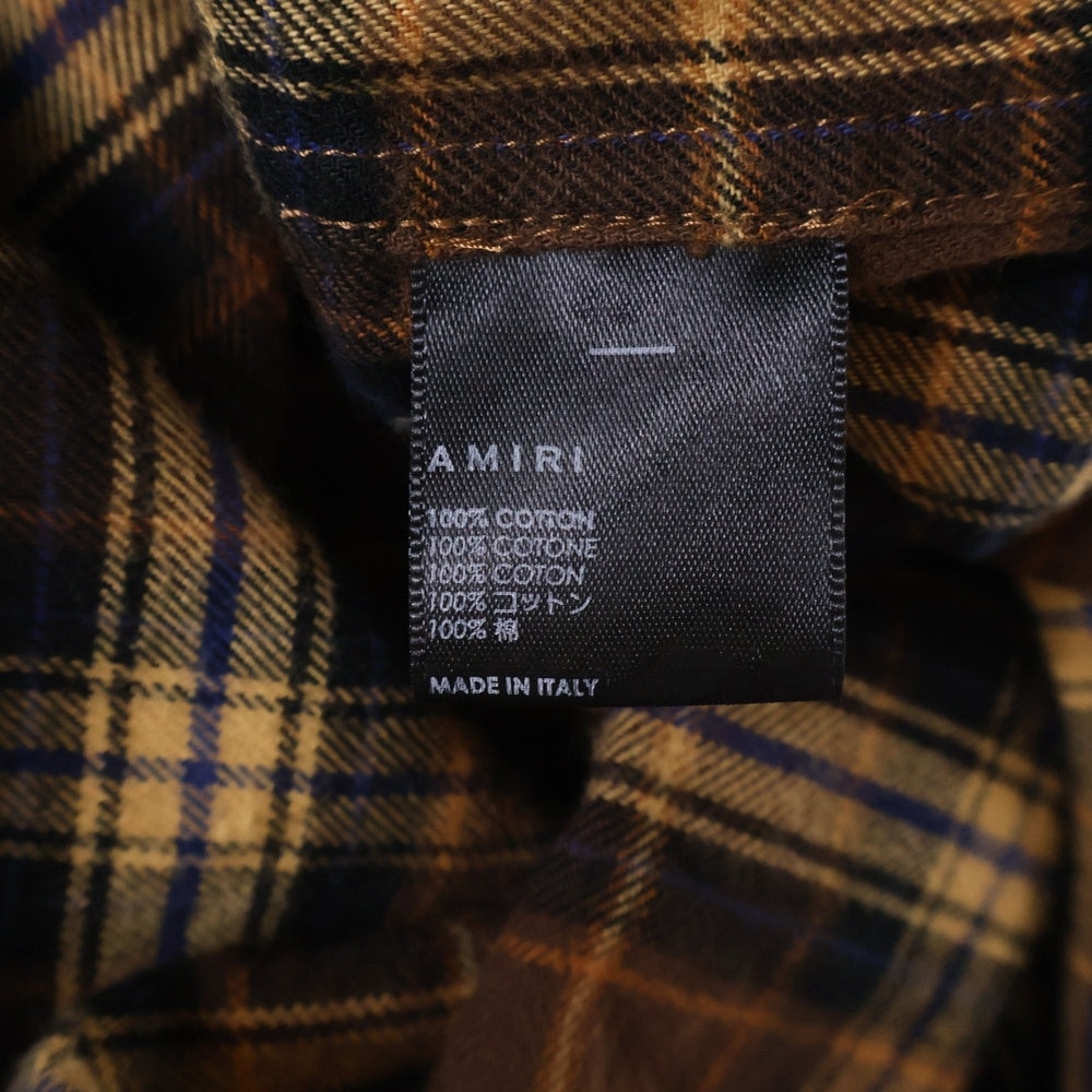 AMIRI(アミリ) カットオフデザイン チェック長袖シャツ ブラウン