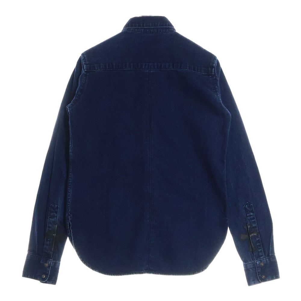 CHROME HEARTS(クロムハーツ) LOOSEEND ルーズエンド 袖クロスパッチクロスボールボタンデニム長袖シャツ インディゴ レディース