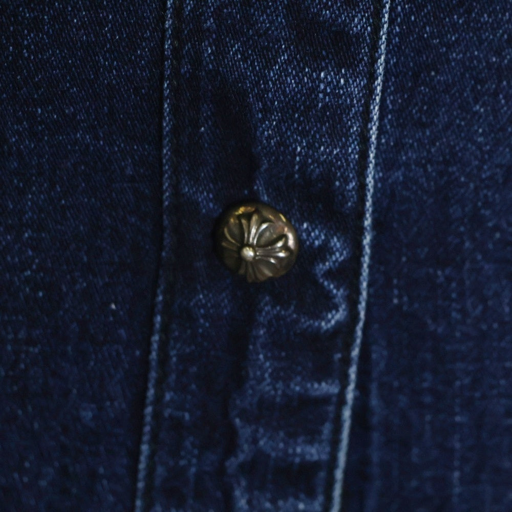 CHROME HEARTS(クロムハーツ) LOOSEEND ルーズエンド 袖クロスパッチクロスボールボタンデニム長袖シャツ インディゴ レディース
