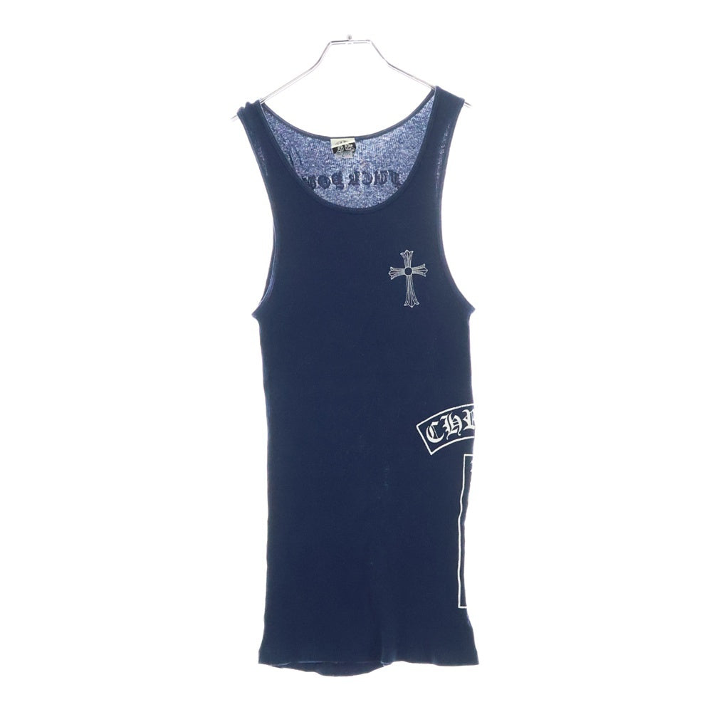 CHROME HEARTS(クロムハーツ) OLD FUCK YOU T BAR TANK TOP ファックユーTバープリント リブタンクトップ ノースリーブカットソー ネイビー