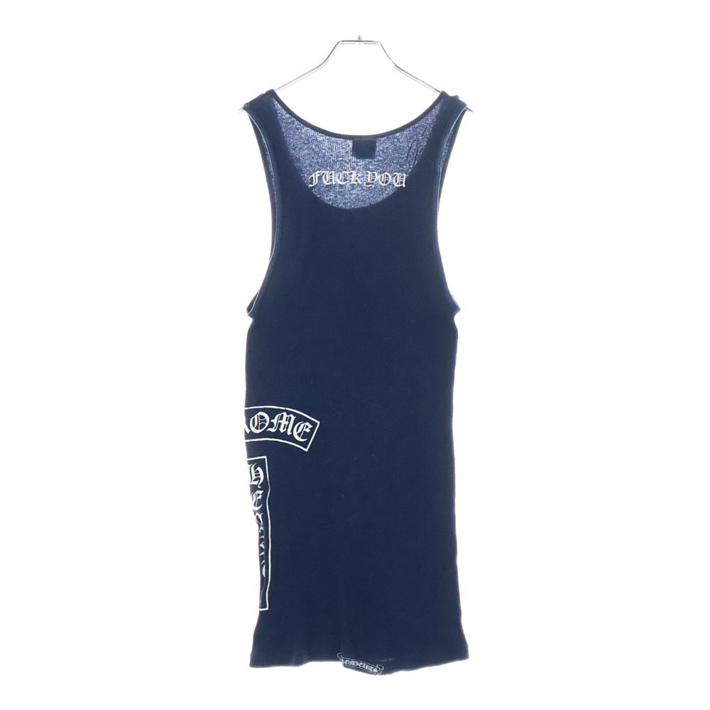 CHROME HEARTS(クロムハーツ) OLD FUCK YOU T BAR TANK TOP ファックユーTバープリント リブタンクトップ ノースリーブカットソー ネイビー