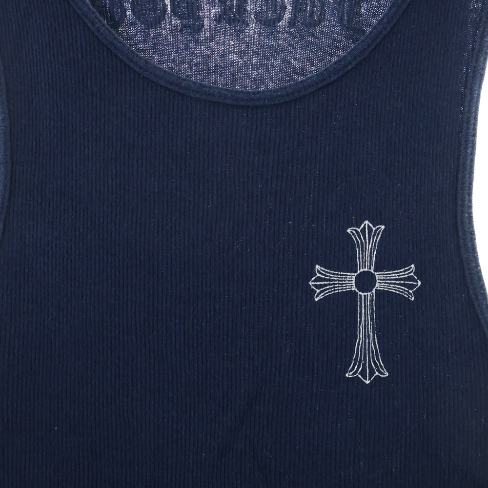 CHROME HEARTS(クロムハーツ) OLD FUCK YOU T BAR TANK TOP ファックユーTバープリント リブタンクトップ ノースリーブカットソー ネイビー