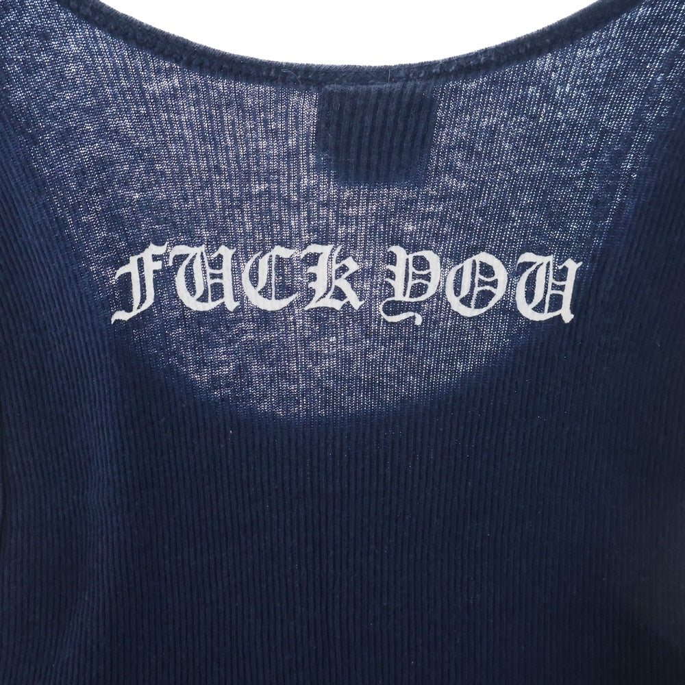 CHROME HEARTS(クロムハーツ) OLD FUCK YOU T BAR TANK TOP ファックユーTバープリント リブタンクトップ ノースリーブカットソー ネイビー