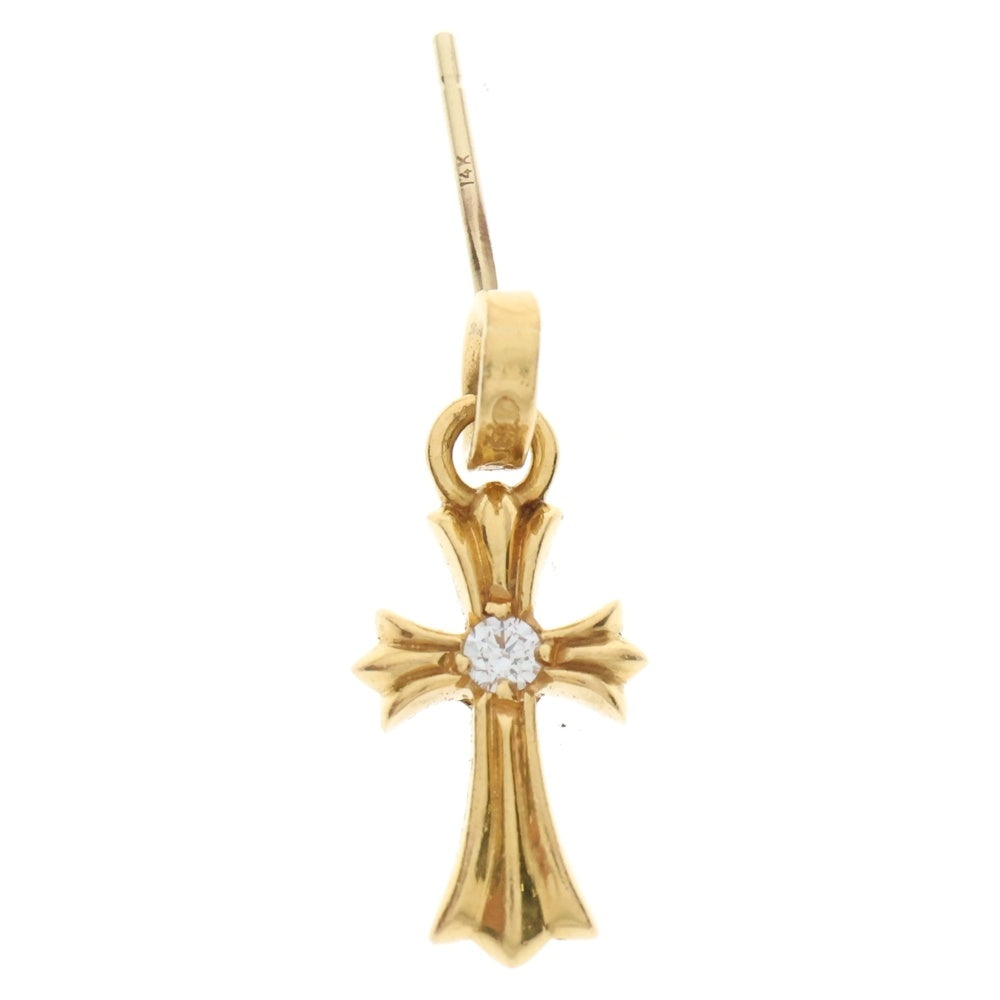 CHROME HEARTS(クロムハーツ) 22K CRS BBY F PPRCHN A DIA ベイビーファットクロス 両面1ダイヤ アフター ドロップピアス ゴールド