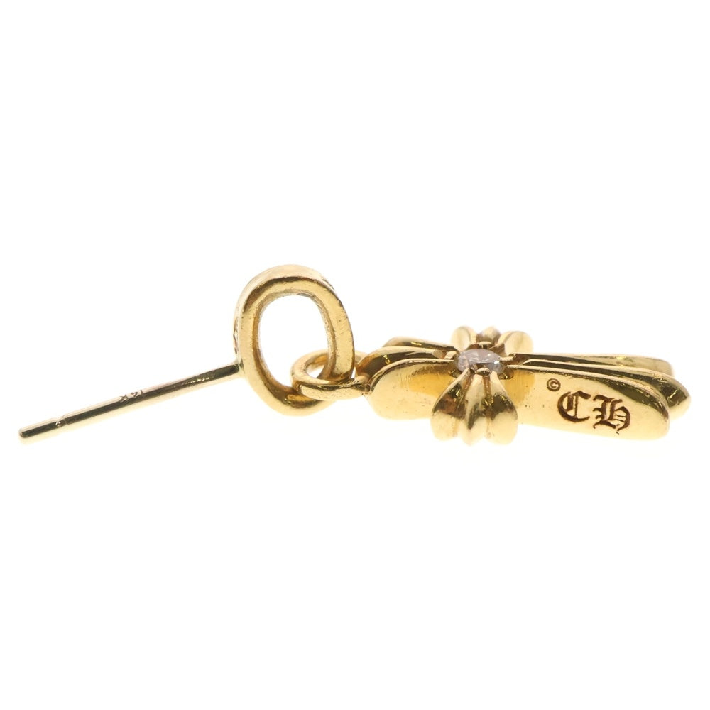 CHROME HEARTS(クロムハーツ) 22K CRS BBY F PPRCHN A DIA ベイビーファットクロス 両面1ダイヤ アフター ドロップピアス ゴールド
