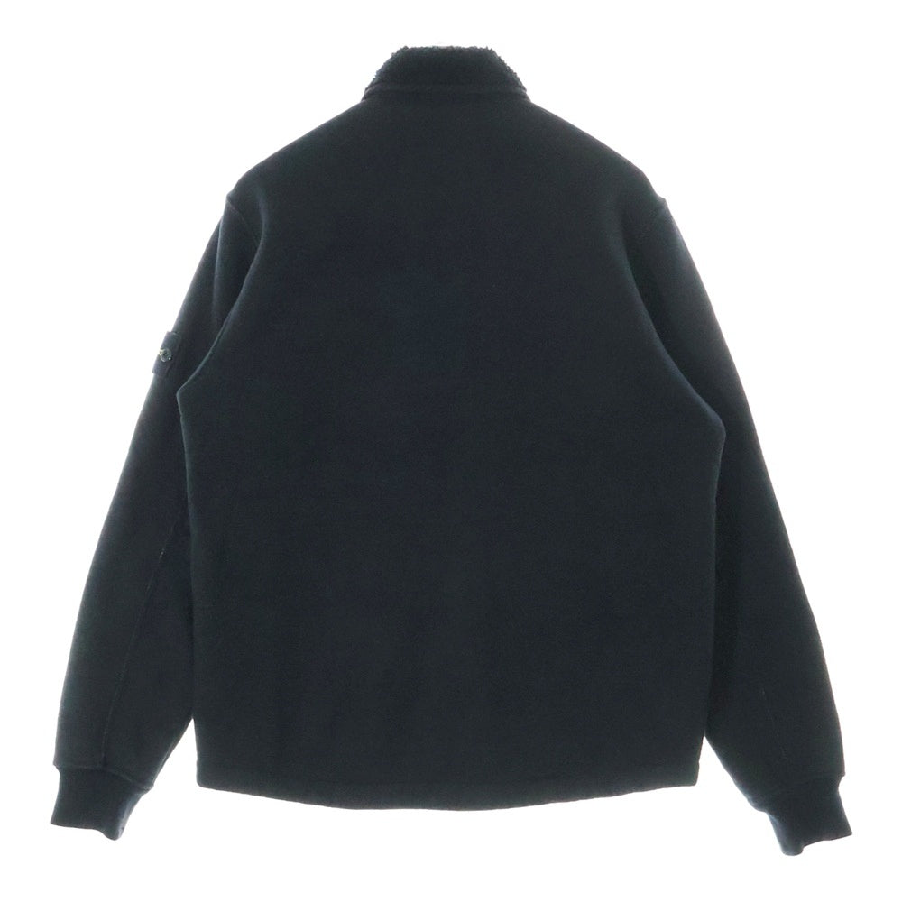STONE ISLAND(ストーンアイランド) PLATED TERRY FLEECE 791567256 ダブルポケット ロゴパッチ付き フリース ジップアップ ジャケット ブラック