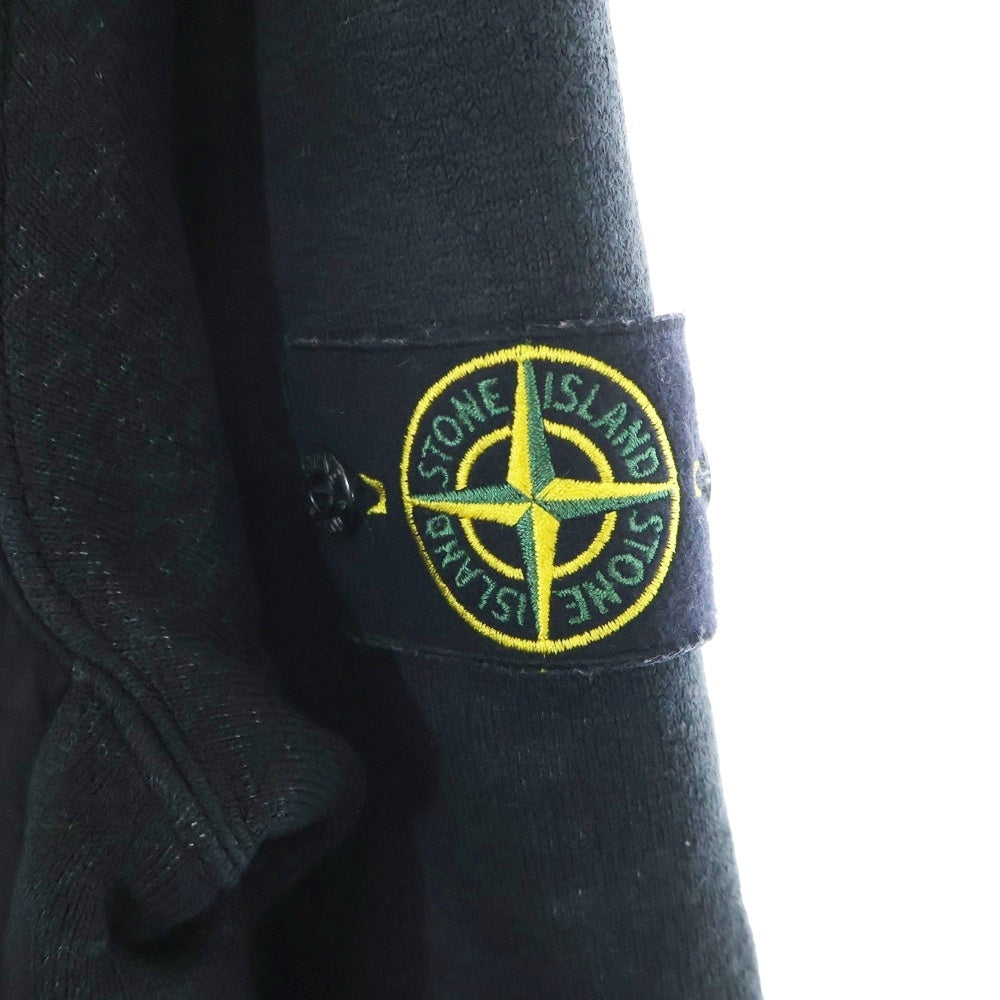 STONE ISLAND(ストーンアイランド) PLATED TERRY FLEECE 791567256 ダブルポケット ロゴパッチ付き フリース ジップアップ ジャケット ブラック
