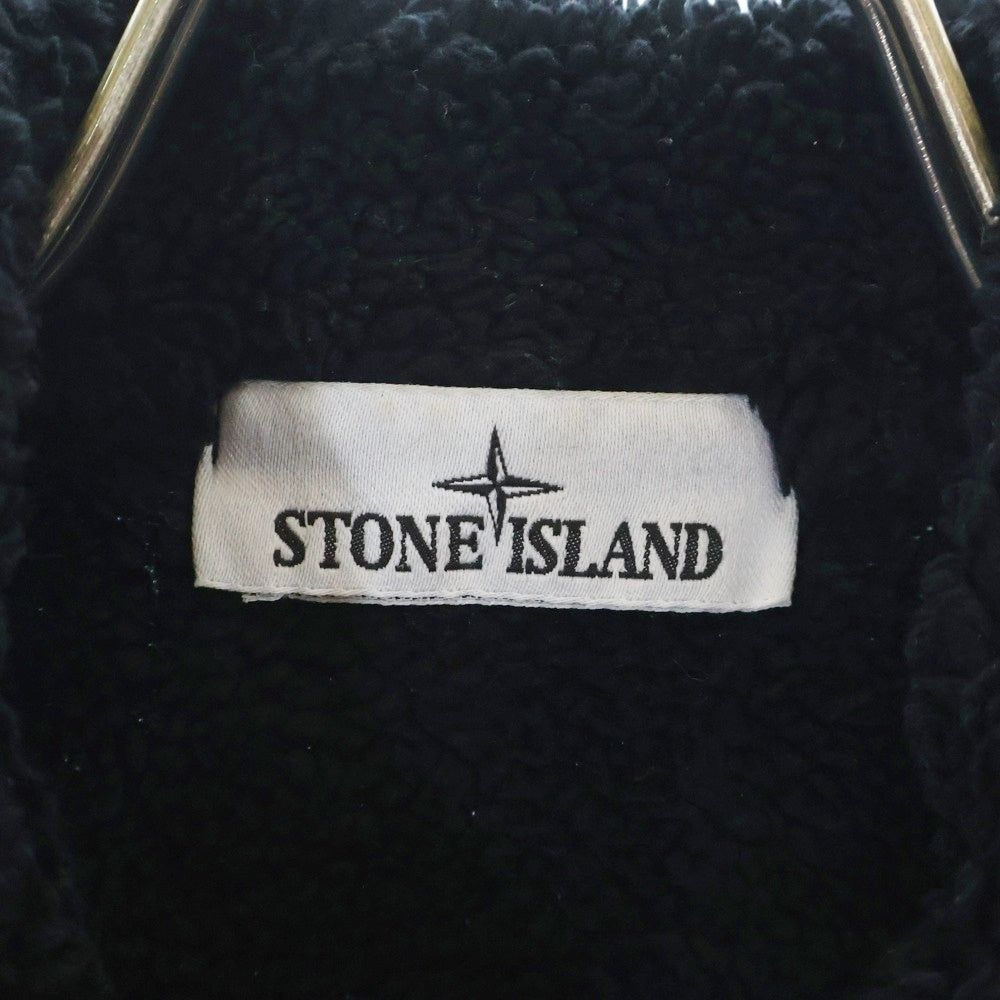 STONE ISLAND(ストーンアイランド) PLATED TERRY FLEECE 791567256 ダブルポケット ロゴパッチ付き フリース ジップアップ ジャケット ブラック