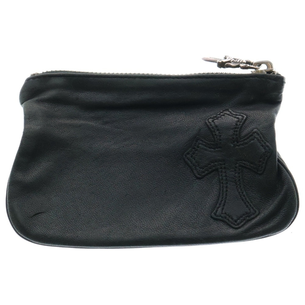 CHROME HEARTS(クロムハーツ) ZPR CHG PURSE ジッパーチェンジパース クロスパッチ レザーウォレット 財布 コインケース ブラック/シルバー