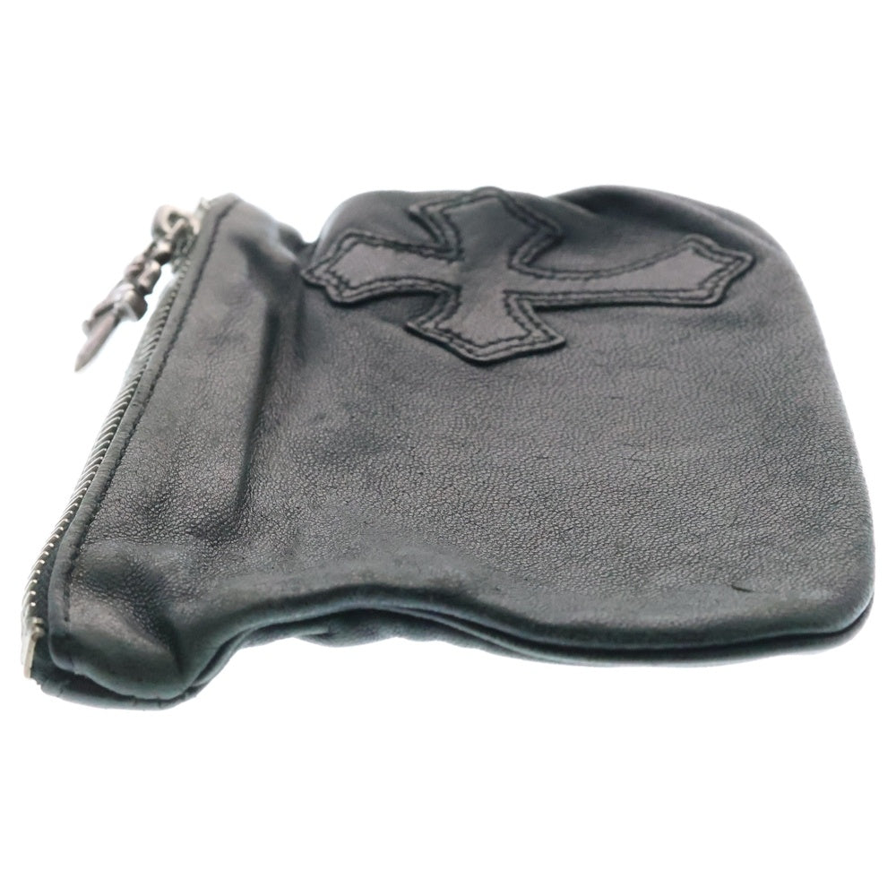 CHROME HEARTS(クロムハーツ) ZPR CHG PURSE ジッパーチェンジパース クロスパッチ レザーウォレット 財布 コインケース ブラック/シルバー