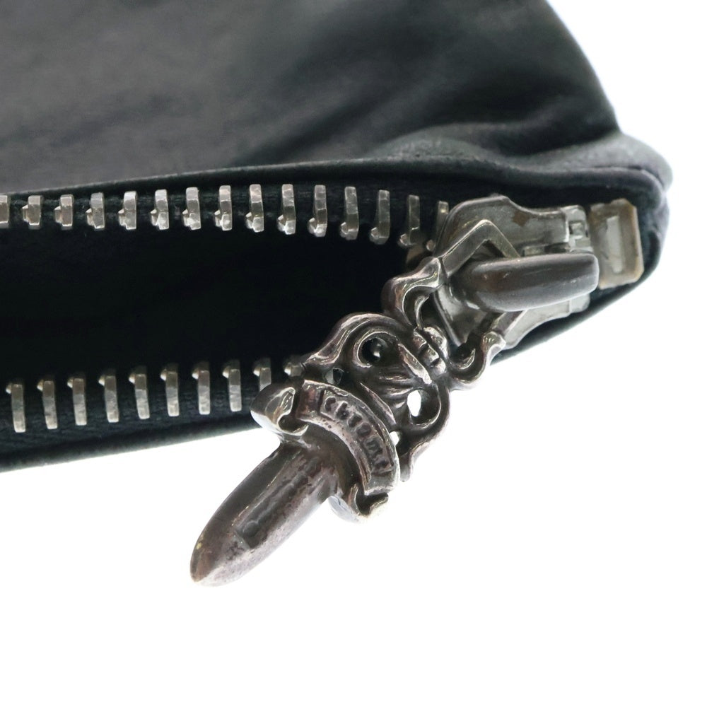CHROME HEARTS(クロムハーツ) ZPR CHG PURSE ジッパーチェンジパース クロスパッチ レザーウォレット 財布 コインケース ブラック/シルバー