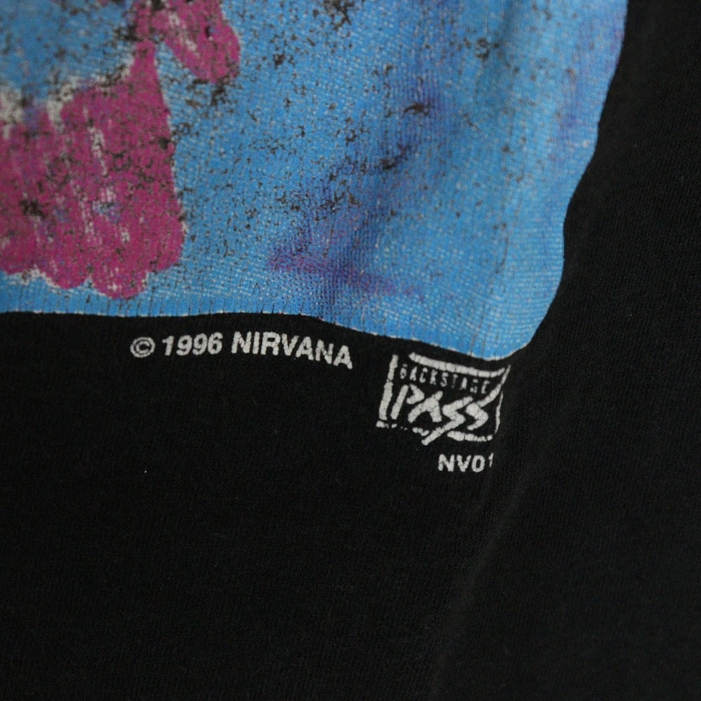 VINTAGE(ヴィンテージ) 90s NIRVANA SLIVER BACKSTAGE PASS FITS ニルヴァーナ スリヴァー 両面プリント半袖Tシャツ カットソー ブラック