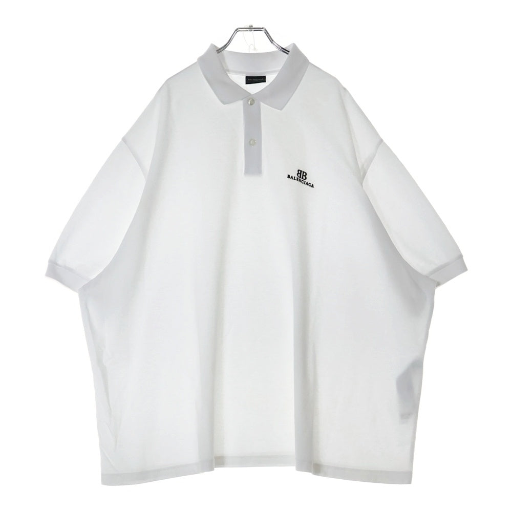 BALENCIAGA(バレンシアガ) 24SS BBロゴ刺繍オーバーサイズ半袖ポロシャツ 791001 TQVM7 ホワイト