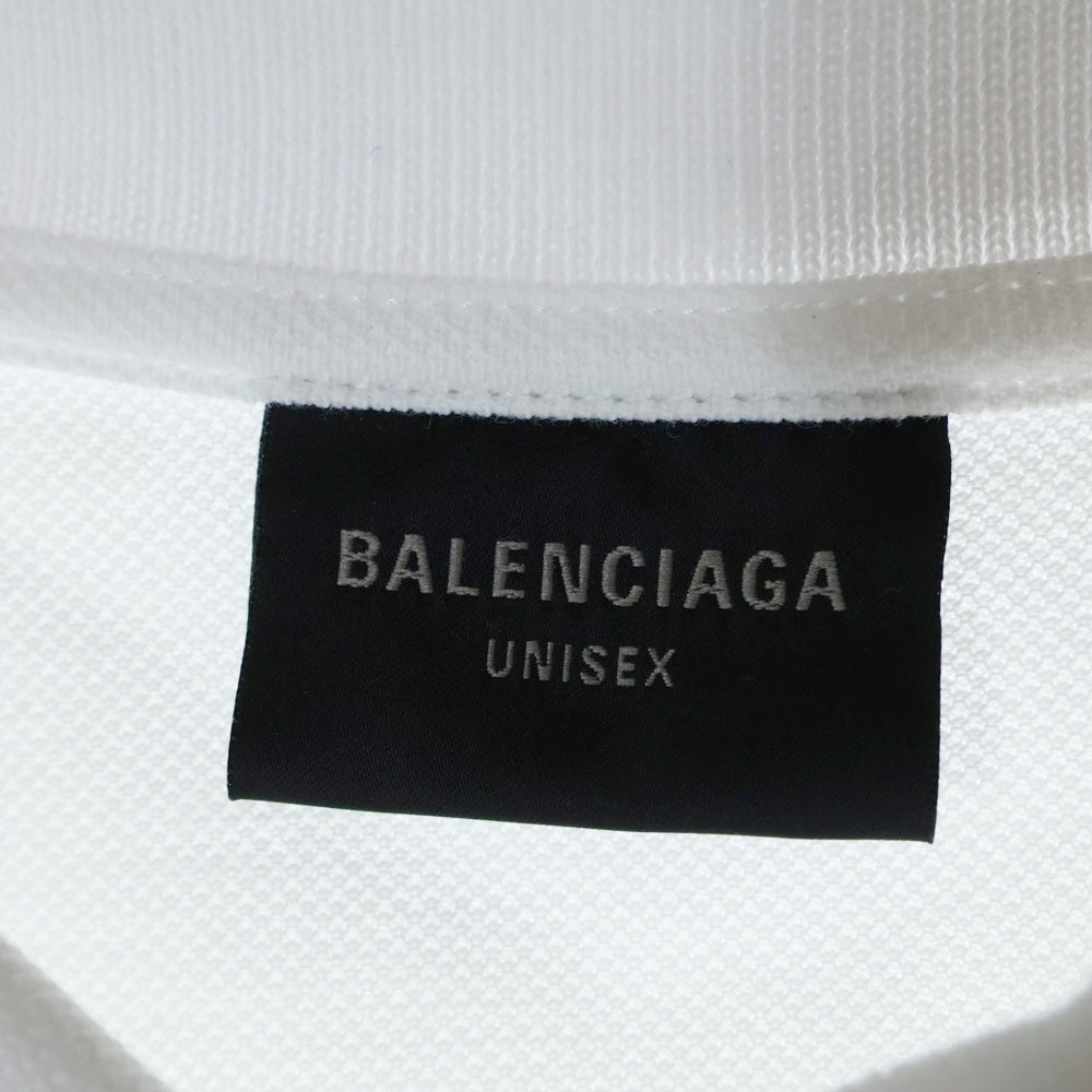 BALENCIAGA(バレンシアガ) 24SS BBロゴ刺繍オーバーサイズ半袖ポロシャツ 791001 TQVM7 ホワイト