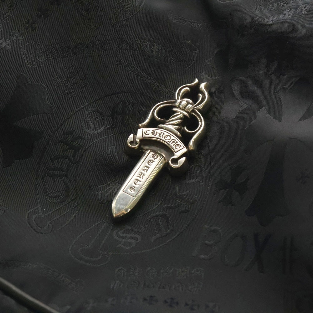CHROME HEARTS(クロムハーツ) CHICKEN NUGGET SML チキンナゲット マルチロゴ総柄 ラージダガー ナイロンハンドバッグ ブラック/シルバー