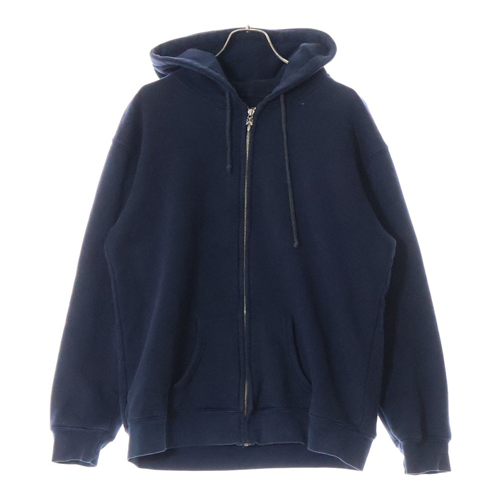 CHROME HEARTS(クロムハーツ) OLD HORSESHOE ZIP HOODIE オールド ホースシュー 袖フローラルプリント サーマル裏地 ダガージップパーカー ネイビー