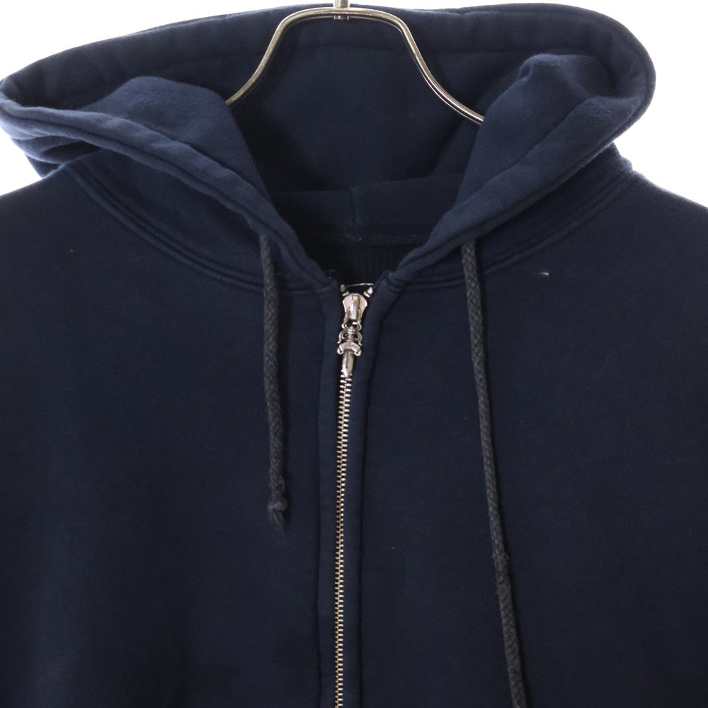 CHROME HEARTS(クロムハーツ) OLD HORSESHOE ZIP HOODIE オールド ホースシュー 袖フローラルプリント サーマル裏地 ダガージップパーカー ネイビー