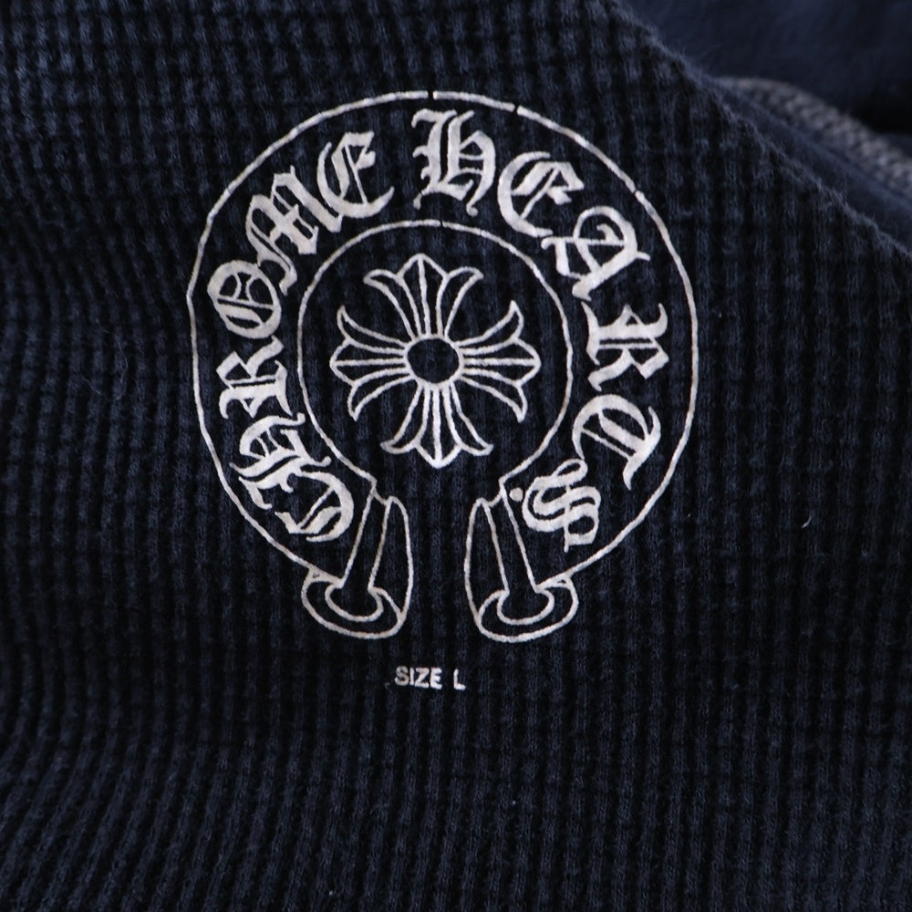 CHROME HEARTS(クロムハーツ) OLD HORSESHOE ZIP HOODIE オールド ホースシュー 袖フローラルプリント サーマル裏地 ダガージップパーカー ネイビー