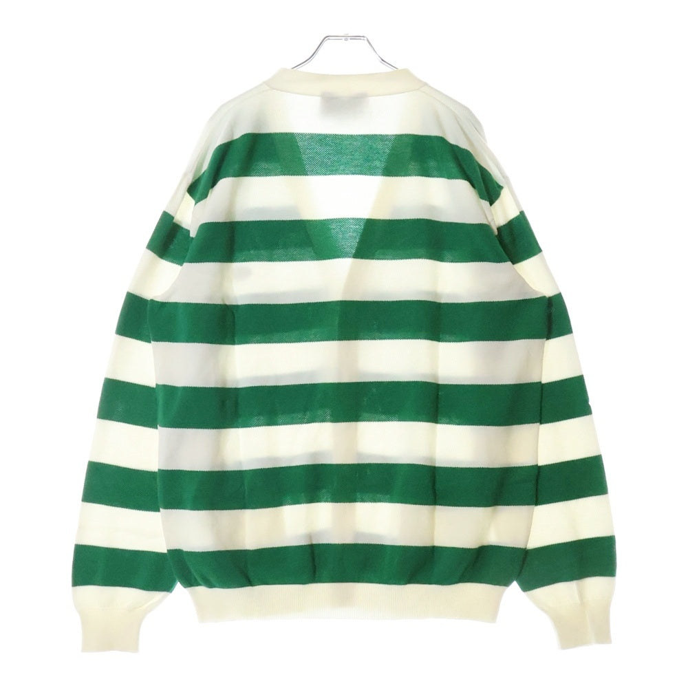 GUCCI(グッチ) ボーダー柄 Vネックカーディガン 626051 XKBE5 グリーン/ホワイト