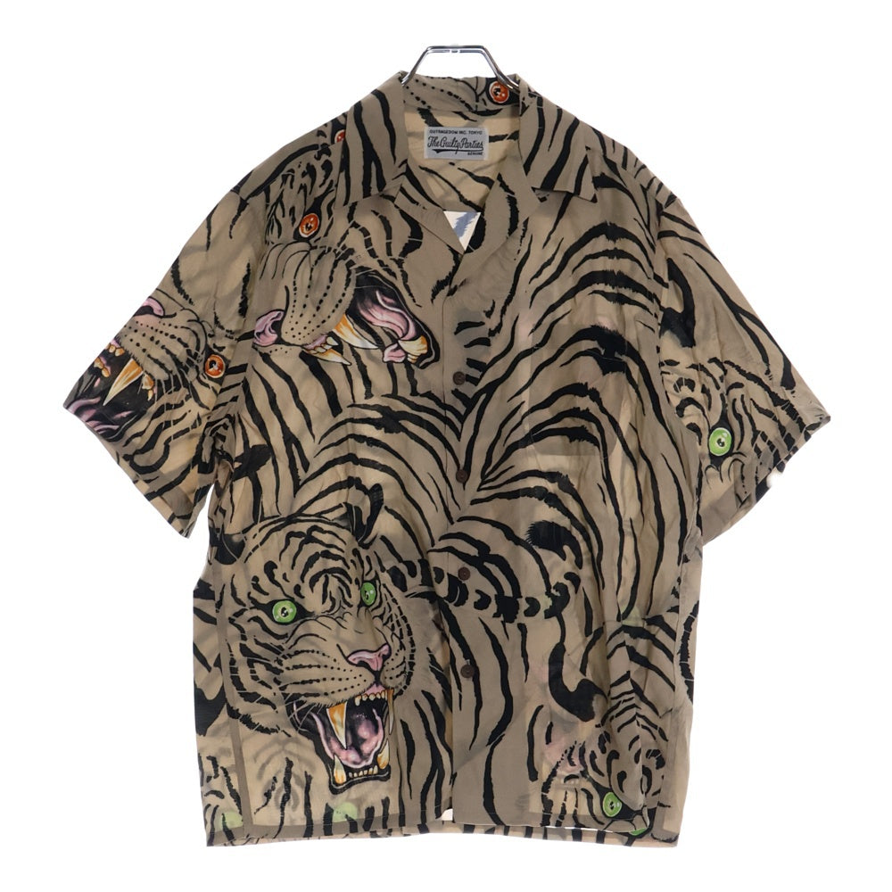 WACKO MARIA(ワコマリア) 22SS × TIM LEHI HAWAIIAN SHIRT S/S ティムリーハイ タイガープリント 開襟シャツ 半袖シャツ ブラウン