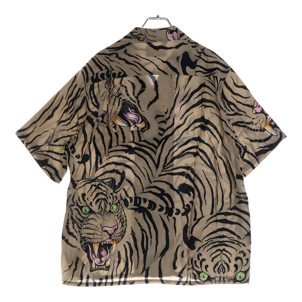 WACKO MARIA(ワコマリア) 22SS × TIM LEHI HAWAIIAN SHIRT S/S ティムリーハイ タイガープリント 開襟シャツ 半袖シャツ ブラウン