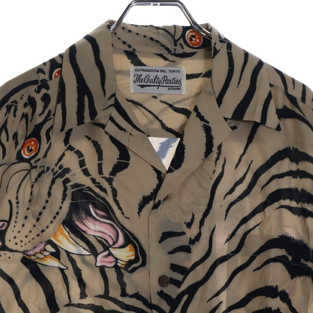 WACKO MARIA(ワコマリア) 22SS × TIM LEHI HAWAIIAN SHIRT S/S ティムリーハイ タイガープリント 開襟シャツ 半袖シャツ ブラウン