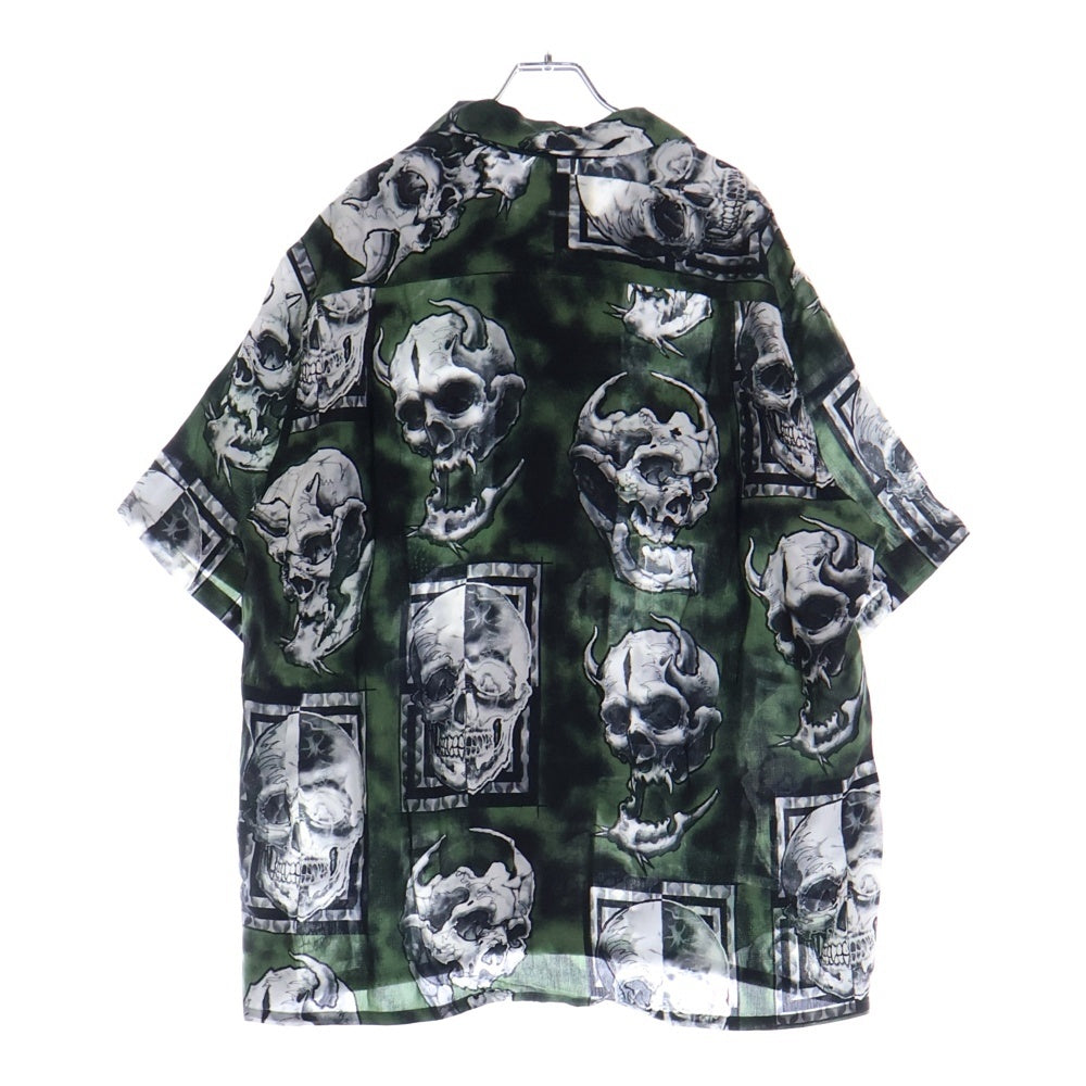 WACKO MARIA(ワコマリア) 22SS 56TATTOO STUDIO HAWAIIAN SHIRT S/S タトゥースタジオ スカルプリント 開襟シャツ 半袖シャツ グリーン/ブラック