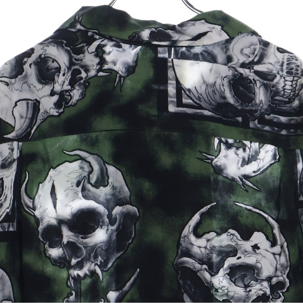 WACKO MARIA(ワコマリア) 22SS 56TATTOO STUDIO HAWAIIAN SHIRT S/S タトゥースタジオ スカルプリント 開襟シャツ 半袖シャツ グリーン/ブラック