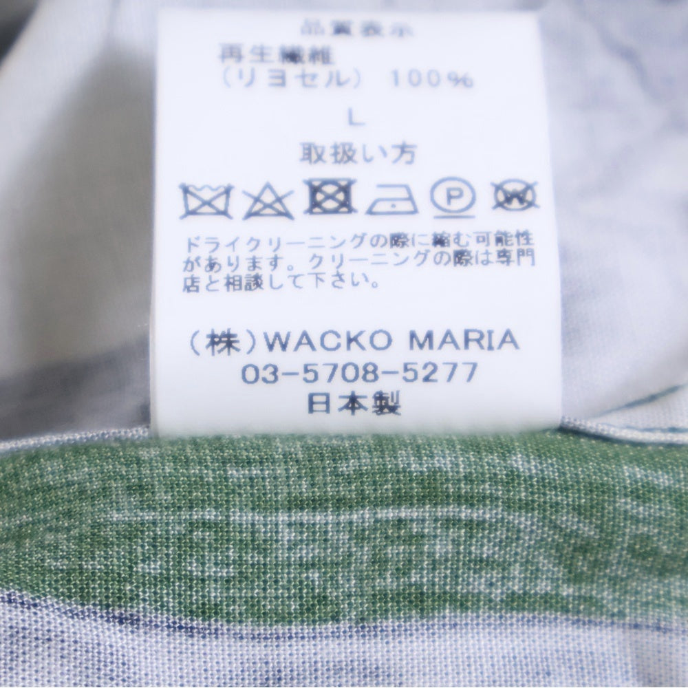 WACKO MARIA(ワコマリア) 22SS 56TATTOO STUDIO HAWAIIAN SHIRT S/S タトゥースタジオ スカルプリント 開襟シャツ 半袖シャツ グリーン/ブラック