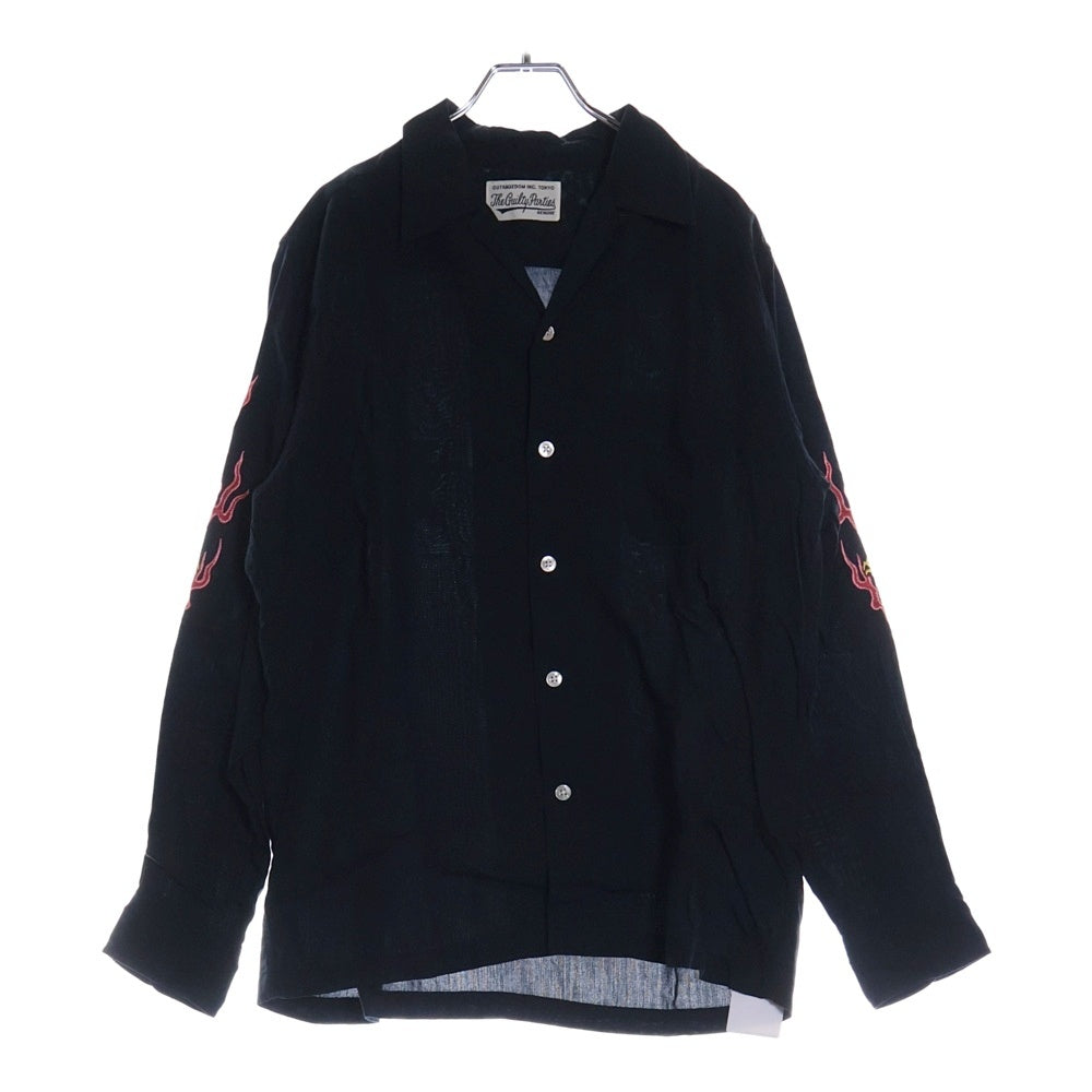 WACKO MARIA(ワコマリア) HAWAIIAN SHIRT L/S アームドラゴン刺繍 開襟シャツ 長袖シャツ ブラック