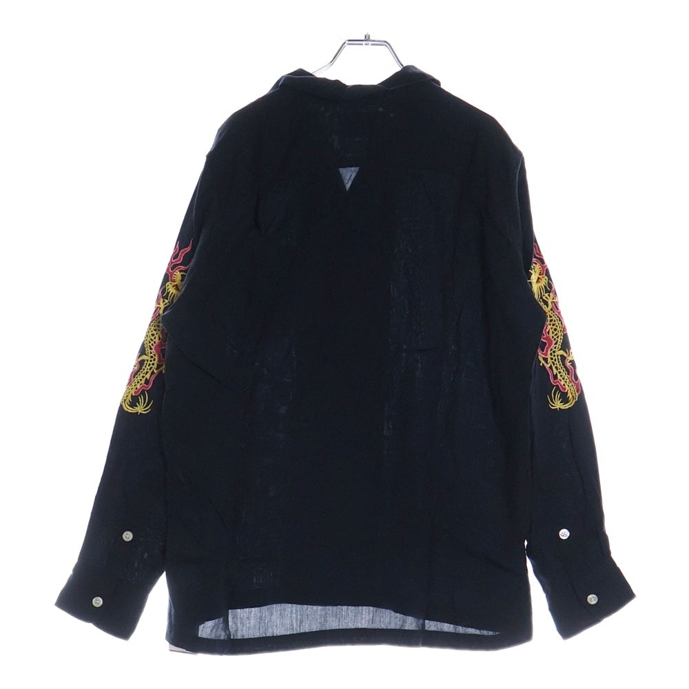 WACKO MARIA(ワコマリア) HAWAIIAN SHIRT L/S アームドラゴン刺繍 開襟シャツ 長袖シャツ ブラック