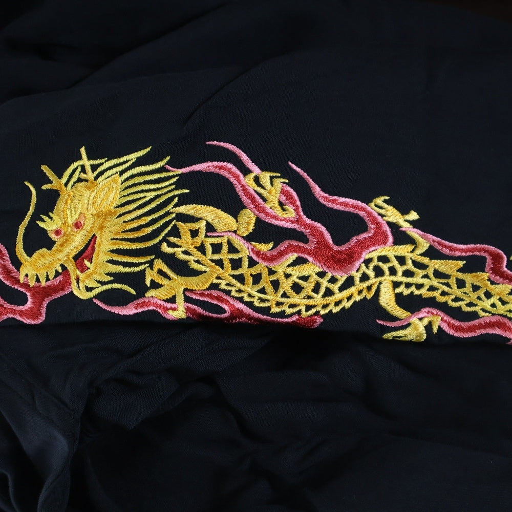 WACKO MARIA(ワコマリア) HAWAIIAN SHIRT L/S アームドラゴン刺繍 開襟シャツ 長袖シャツ ブラック
