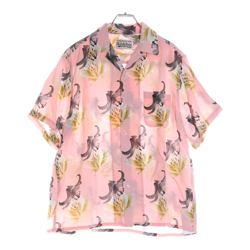 WACKO MARIA(ワコマリア) HAWAIIAN SHIRT S/S 百合プリント 開襟シャツ 半袖シャツ ピンク