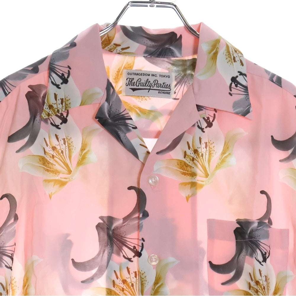 WACKO MARIA(ワコマリア) HAWAIIAN SHIRT S/S 百合プリント 開襟シャツ 半袖シャツ ピンク